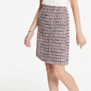 Ann Taylor Tweed Short Skirt Size 12 Pink Classic Preppy